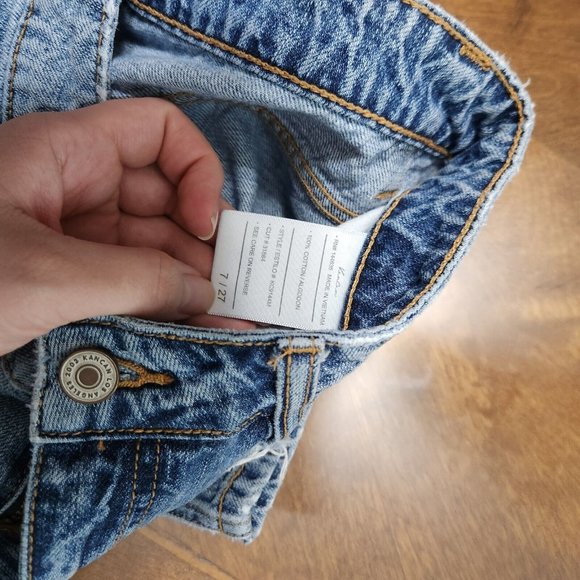 Kancan Pants Womens 7 / 27 Denim Jeans Distressed Bobbie High Rise Straight Crop - Picture 14 of 15